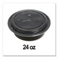 Food Containers & Lids | GEN FCPP-BC-24RND 7.28 in. x 7.28 in. x 1.96 in. 24 oz. Plastic Microwavable Food Container with Lid - Round Black/Clear (150/Carton) image number 3