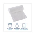 High-Density Trash Bags | Boardwalk Z4824RNKR01 10 Gallon 6 mic 24 in. x 23 in. Perforated Roll High-Density Can Liners - Natural (50 Bags/Roll, 20 Rolls/Carton) image number 6