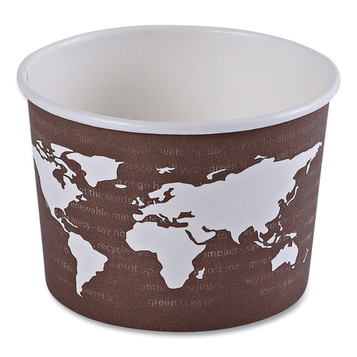 Food Containers & Lids | Eco-Products EP-BSC8-WA 8 oz 3.04 in. Diameter x 2.3 in. h World Art Renewable and Compostable Paper Food Container - Brown (1000/Carton) image number 0