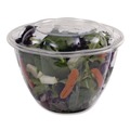 Perforated Roll & Hand Towels | Eco-Products EP-SB48 48 oz. Renewable and Compostable Plastic Salad Bowls with Lids - Clear (150/Carton) image number 5