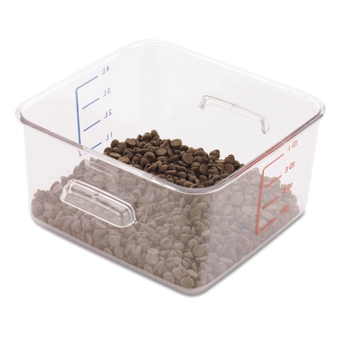 Food Storage Containers & Lids | Rubbermaid Commercial FG630400CLR SpaceSaver 8.8 in. x 8.75 in. x 4.75 in. 4 qt. Plastic Square Containers - Clear image number 0