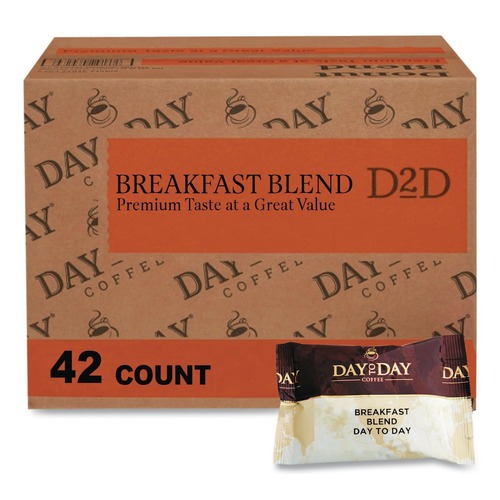 Coffee - Caffeinated | Day to Day Coffee 23003 1.5 oz. Pack 100 Percent Pure Coffee - Breakfast Blend (42 Packs/Carton) image number 0