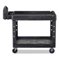 Carts | Rubbermaid Commercial FG454600BLA 26 in. x 55 in. x 33.25 in. 750 lbs. Capacity 2 Lipped Shelves Heavy-Duty Plastic Utility Cart - Black image number 1