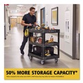 Carts | Rubbermaid Commercial 2196862 BRUTE 25.24 in. x 44 in. x 47 in. 3 Shelves 600 lb Capacity Resin 3-Shelf Heavy-Duty Ergo Lipped Utility Cart - Black image number 7