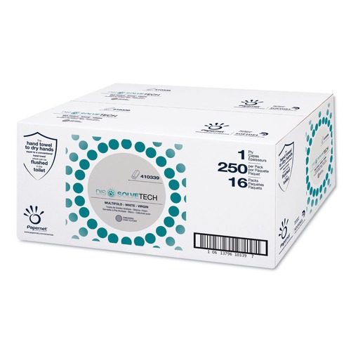 Perforated Roll & Hand Towels | Papernet 410339 9.5 in. x 9.25 in. 1-Ply Multifold DissolveTech Paper Towel - White (4000/Carton) image number 0