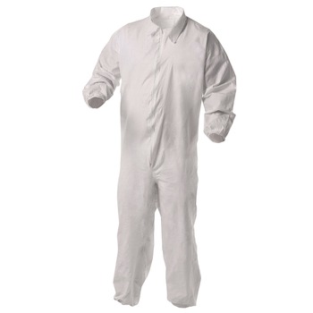 COVERALLS | Ansell KCC38927 KGA35 Liquid and Particle Protection Elastic Wrist and Ankles Coveralls - Large/White (25/Carton)