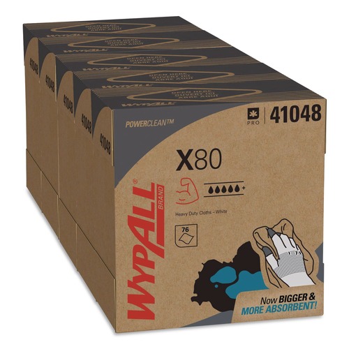 Perforated Roll & Hand Towels | WypAll 41048 8.34 in. x 16.8 in. POP-UP Box HYDROKNIT X80 Cloths - White (400/Carton) image number 0