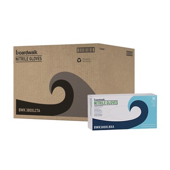 Boardwalk 380XLCTA 380 Series 4 mil Thick 9.5 in. Long Powder-Free Disposable General-Purpose Nitrile Gloves - Extra Large, Blue (100/Box, 10 Boxes/Carton)