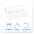 Low-Density Trash Bags | Boardwalk H7658HWKR01 38 in. x 58 in. 60 gal. Low-Density Waste Can Liners - White (100/Carton) image number 4