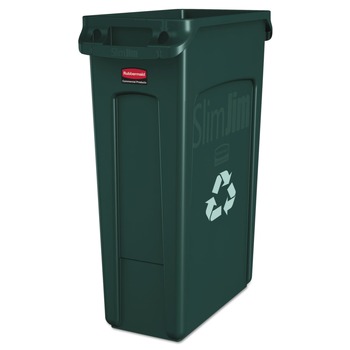 Rubbermaid Commercial FG354007GRN 23 Gallon Slim Jim Recycling Container with Venting Channels - Green