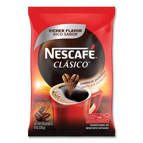 Coffee - Caffeinated | Nescafe 12524962 8 oz Dark Roast Instant Coffee - Clasico (12/Carton) image number 0