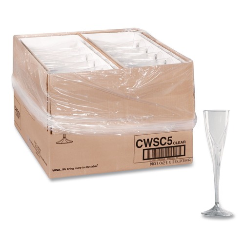 Cups | WNA WNA CWSC5 5 oz. Classicware One-Piece Plastic Champagne Flutes - Clear (10/Pack, 10 Packs/Carton) image number 0