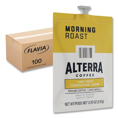 Coffee - Caffeinated | FLAVIA 48008 0.28 oz. Pouch Alterra Coffee Freshpack - Morning Roast (100/Carton) image number 0