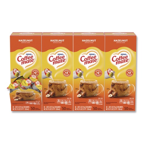 Creamers | Coffee-Mate 11001207 0.38 oz. Mini Cups Liquid Coffee Creamer - Hazelnut (200/Carton) image number 0