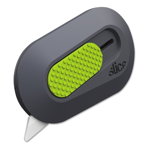 Knives & Multi-Purpose Tools | slice 10514 1.29 in. Ceramic Zirconium Oxide Blade 2.5 in. Nylon Handle Double-Sided Mini Cutters - Gray/Green image number 0