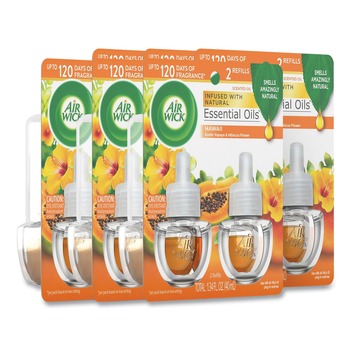 Air Wick 62338-85175 0.67 oz. Scented Oil Twin Refill - Hawai'i Exotic Papaya/Hibiscus Flower (6 Packs/Carton)