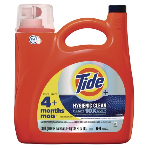 Laundry Detergents | Tide 80737288 132 oz Hygienic Clean Heavy 10x Duty HE Liquid Laundry Detergent - Original Scent (4/Carton) image number 0