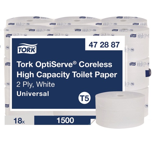 Toilet Tissues | Tork 472887 2-Ply OptiServe High-Capacity Coreless Toilet Paper - White (18/Carton) image number 0