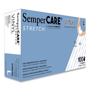  | SemperCare SCVNP104 Stretch Vinyl Examination Gloves - Large, Cream (1000/Carton)