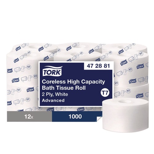 Toilet Tissues | Tork 472881 2-Ply Advanced Coreless High Capacity Bath Tissue - White (12 Rolls/Carton) image number 0