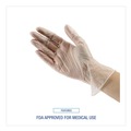 Janitorial Disposable & Single Use Gloves | Boardwalk BWK361SBX 3.6 mil 9.5 in. Long Powder-Free Exam Vinyl Gloves - Small, Clear (100/Box) image number 7