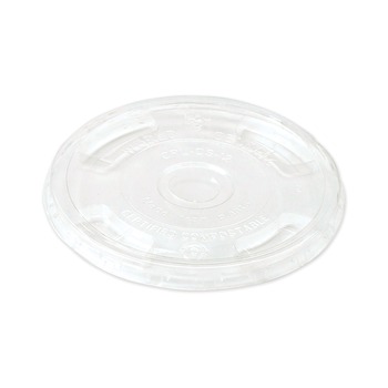 CUP LIDS | World Centric CPLCS12 PLA Flat Cold Cup Lids - Clear (1,000/Carton)