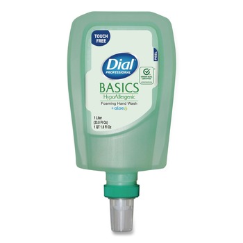 Dial Professional 17000 16722 1 Liter Basics Hypoallergenic Foaming Hand Wash Refill for FIT Touch Free Dispenser - Honeysuckle Scent (3/Carton)