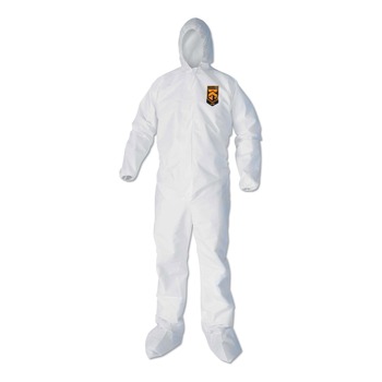 Ansell 44334 A40 Elastic-Cuff Ankle Hood and Boot Coveralls - X-Large, White (25/Carton)