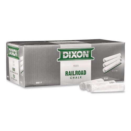Chalks | Dixon X88819 4 in. x 1 in. Diameter Railroad Crayon Chalk - White (72/Box) image number 0