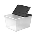 Office Boxes & Bins | Storex 00900U04C 16 Gallon 22.7 in. x 18.25 in. x 12.86 in. Storage Tote - Clear/black image number 2