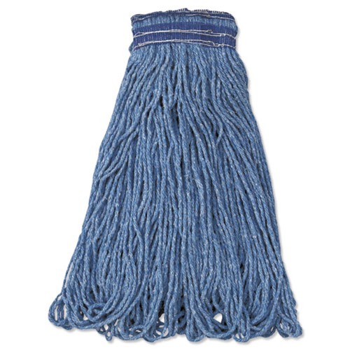 Mop Heads | Rubbermaid Commercial FGE23800BL00 24 oz. Universal Headband Cotton/Synthetic Mop Head - Blue (12/Carton) image number 0