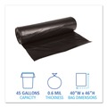 Low-Density Trash Bags | Boardwalk H8046HKKR01 40 in. x 46 in. 45 gal. 0.6 mil Low-Density Waste Can Liners - Black (100/Carton) image number 3