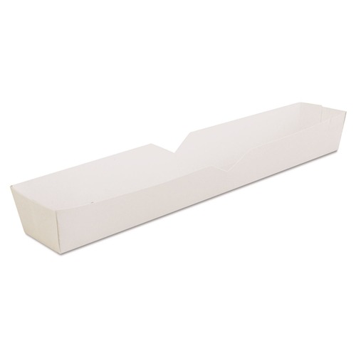 Food Trays & Liners | SCT SCH 0711 10.25 in. x 1.5 in. x 1.25 in. Footlong Hot Dog Tray - White (500/Carton) image number 0