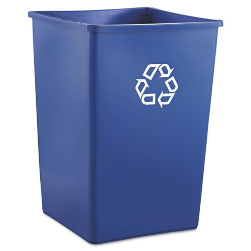 Indoor Waste Receptacles | Rubbermaid Commercial FG395873BLUE 35 gal. Plastic Square Recycling Container - Blue image number 0