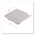 Perforated Roll & Hand Towels | Eco-Products EP-HC83NFA 8 x 8 x 3 Vanguard 3-Compartment Renewable and Compostable Sugarcane Clamshells - White (200/Carton) image number 2
