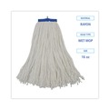 Mop Heads | Boardwalk BWK716REA 16 oz. Rayon Cut-End Lie-Flat Wet Mop Head - White image number 2