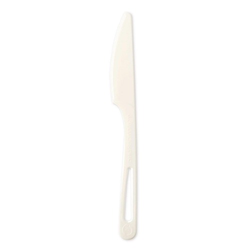 Disposable Knives | World Centric KNPS6 6.7 in. TPLA Compostable Cutlery Knife - White (1000/Carton) image number 0