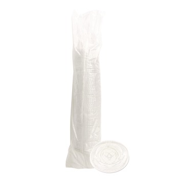 BEVERAGEWARE | Boardwalk BWKPET912STRAWPK 9 oz. to 12 oz. Crystal-Clear Cold Cup Straw-Slot Lids - Clear (100/Pack)