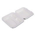 Perforated Roll & Hand Towels | Eco-Products EP-HC83NFA Vanguard 8 in. x 8 in. x 3 in. 3-Compartments Renewable and Compostable Sugarcane Clamshells - White (200/Carton) image number 5