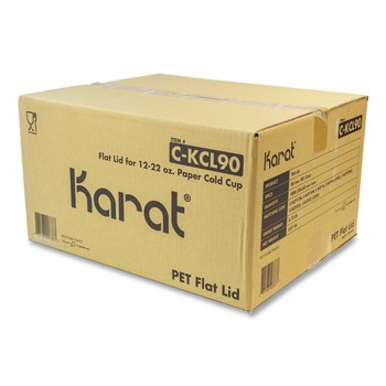 Karat C-KCL90 12 oz. to 22 oz. Cold Cups Flat PET Plastic Lids - Clear (1000/Carton)