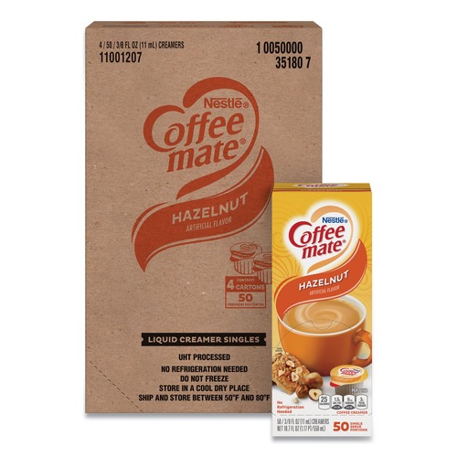 Creamers | Coffee-Mate 11001207 0.38 oz. Mini Cups Liquid Coffee Creamer - Hazelnut (200/Carton) image number 0