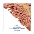 Mop Heads | Boardwalk BWK501OR 5 in. Headband Cotton/Synthetic Fiber Super Loop Wet Mop Head - Small, Orange (12/Carton) image number 6