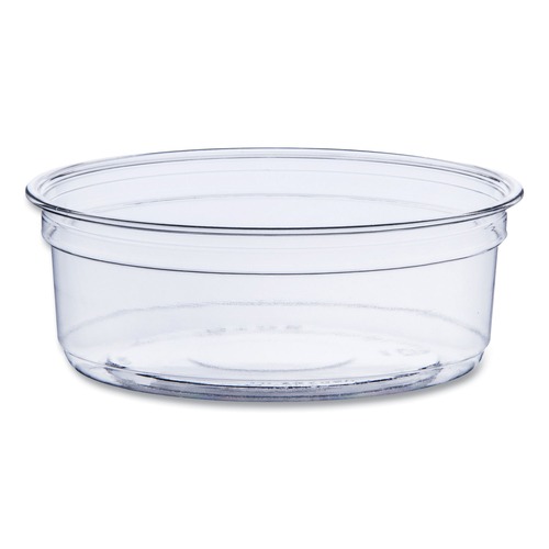 Food Containers & Lids | SOLO DM8R-0090 Bare Eco-Forward 4.6 in. Diameter x 1.8 in. h 8 oz ProPlanet Seal Plastic RPET Deli Containers - Clear (500/Carton) image number 0