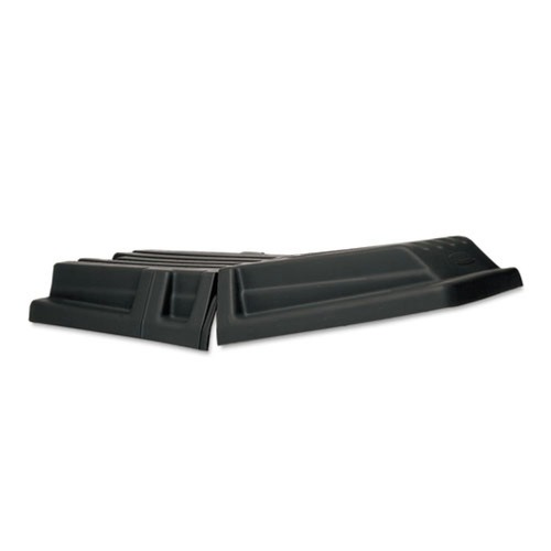Waste Receptacle Lids | Rubbermaid Commercial FG131700BLA Hinged Dome 34.14 in. x 69.66 in. x 8.4 in. Tilt Truck Lid - Black image number 0