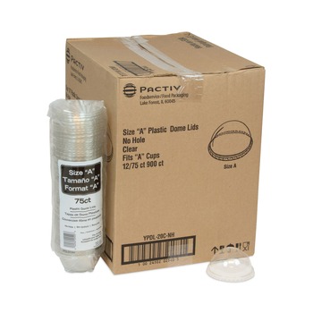 Pactiv Corp. YPDL20CNH EarthChoice Strawless RPET Lid Dome Lid fits 12 oz. to 24 oz. A Cups - Clear (900/Carton)