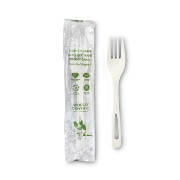 World Centric FO-PS-I 6.3 in. TPLA Compostable Cutlery Fork - White (750/Carton)