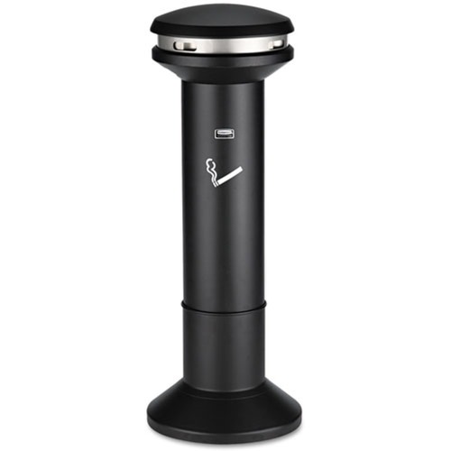 Smoking Receptacles | Rubbermaid Commercial FG9W3400BLA 6.7 Gallon 41-1/2 in. High Infinity Ultra-High Capacity Smoking Receptacle - Black image number 0