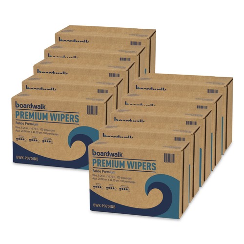 Cleaning Cloths & Wipes | Boardwalk BWK-P070IDB 8.26 in. x 16.75 in. Hydrospun Wipers - Blue (1000/Carton) image number 0