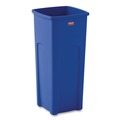 Indoor Waste Receptacles | Rubbermaid Commercial FG356973BLUE 23 Gallon Plastic Recycled Untouchable Square Recycling Container - Blue image number 1