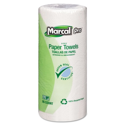 Perforated Roll & Hand Towels | Marcal 06350 9 in. x 11 in. 2-Ply Perforated Kitchen Towels - White (30/Carton) image number 0